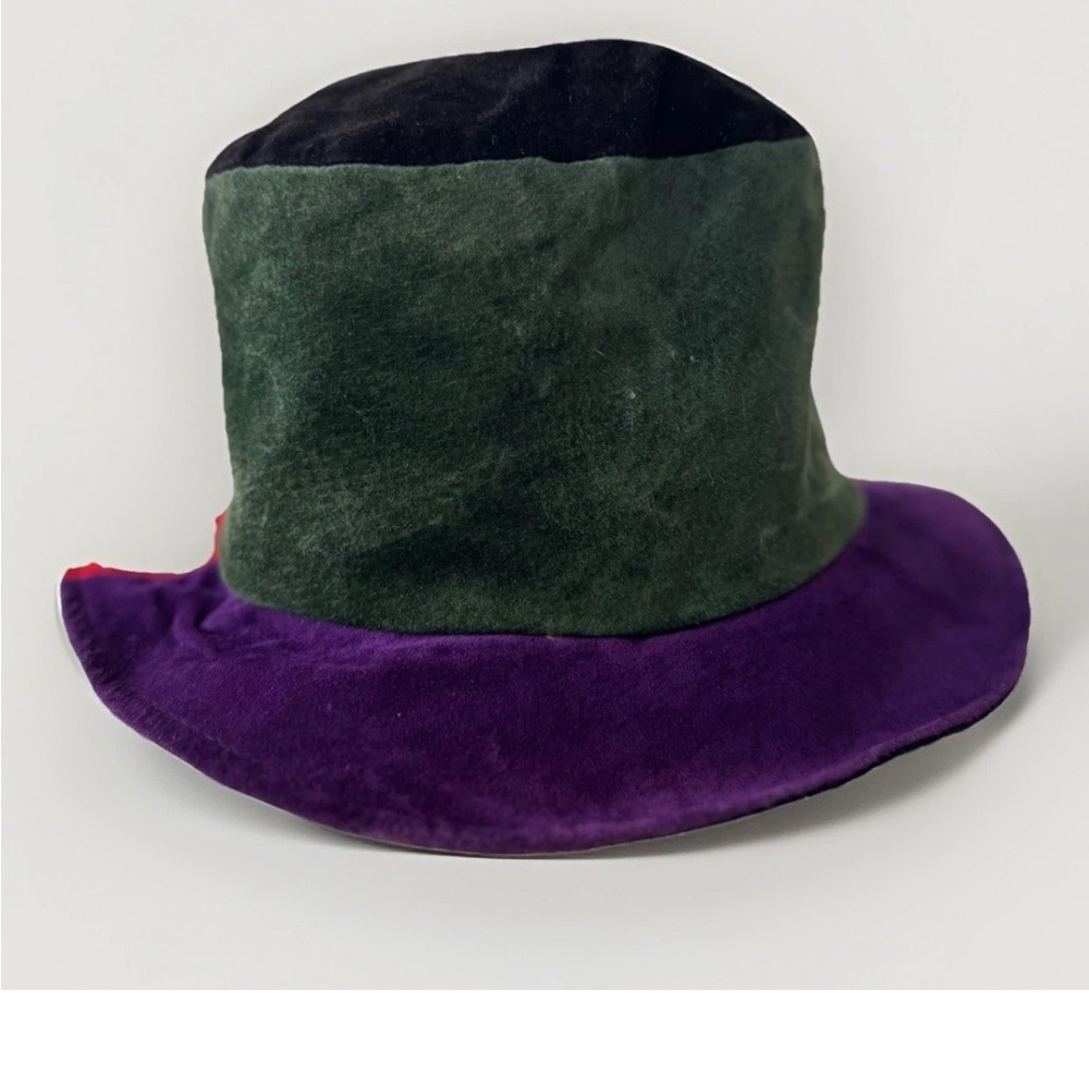 vintage 80s 90s color block leather suede bucket hat - Picture 2 of 8
